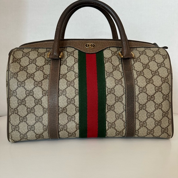 Gucci Monogram Shoulder Bag with Red and Green Accent - Picture 1 of 6